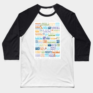 Animal Offspring Terminology - Animal Baby Names - Funky Font Edition Baseball T-Shirt